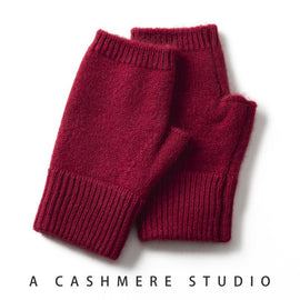 Red Color Block Cashmere Fingerless Gloves for Women Autumn Winter Outdoor Cold Protection Warm Knitted Gloves - RnR Galore