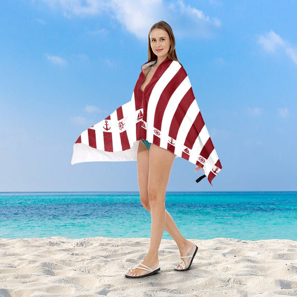 Red Extra Large Double - Sided Microfiber Beach Towel - Quick - Dry & Sand - Free with Snap Buckle (80 x 160cm) - RnR Galore