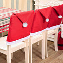 Red Festive Santa Hat Dining Chair Covers - Set of 8 for Holiday Party Decoration - RnR Galore