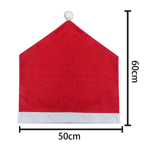 Red Festive Santa Hat Dining Chair Covers - Set of 8 for Holiday Party Decoration - RnR Galore