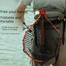 Red High Strength Large Landing Net - Fishing Net with Foldable Handle and Soft Rubber Netting, Dip Net for Fishing, Ideal for Boat, Pier, River Angling - RnR Galore