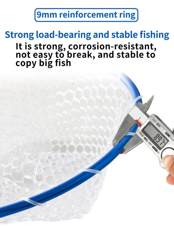 Red High Strength Large Landing Net - Fishing Net with Long Foldable Handle and Soft Rubber Netting, Dip Net for Fishing, Ideal for Boat, Pier, River Angling - RnR Galore