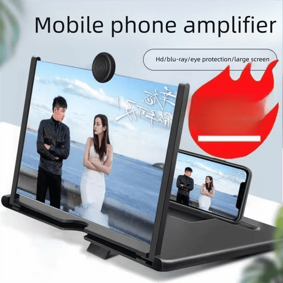 Red Portable 10 - Inch Mobile Phone Screen Magnifier with Foldable Stand - 3D HD Video Amplifier for Movies & Reading - Pull - Out Design Compatible with All Smartphones - Ideal for Home, Travel & Camping - RnR Galore