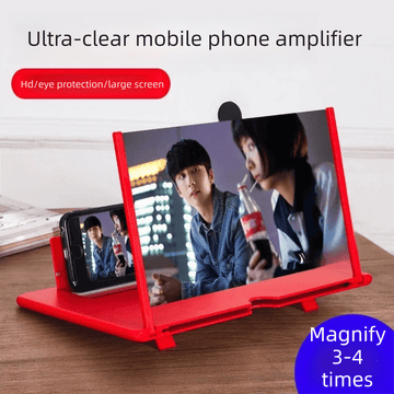 Red Portable 10 - Inch Mobile Phone Screen Magnifier with Foldable Stand - 3D HD Video Amplifier for Movies & Reading - Pull - Out Design Compatible with All Smartphones - Ideal for Home, Travel & Camping - RnR Galore