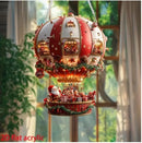 Red Whimsical Santa's Hot Air Balloon Ornament - 2D Flat Acrylic Hanging Decoration for Wall & Tree - RnR Galore