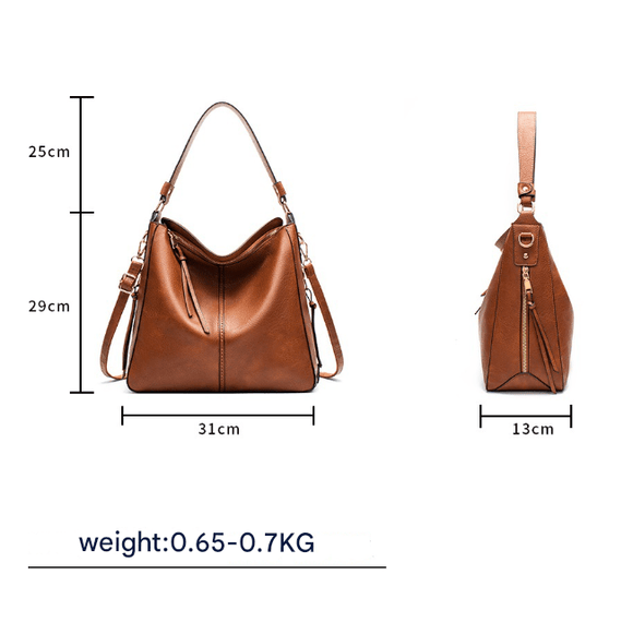 Red Womens Soft PU Leather Hobo Bag - Large Casual Tote Handbag with Adjustable Crossbody Strap - RnR Galore