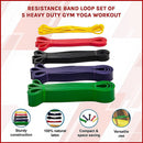 Resistance Band Loop Set of 5 Heavy Duty Gym Yoga Workout - RnR Galore