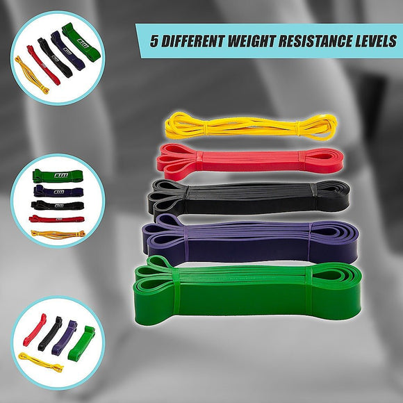 Resistance Band Loop Set of 5 Heavy Duty Gym Yoga Workout - RnR Galore