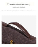 Retro Woven Baguette Handbag for Women Suede Texture PU Leather Shoulder Crossbody Bag Elegant Evening Clutch Brown - RnR Galore