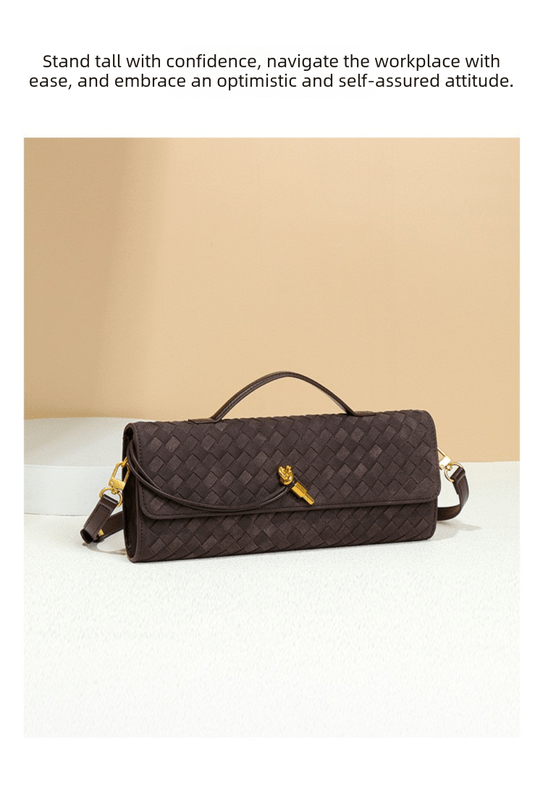 Retro Woven Baguette Handbag for Women Suede Texture PU Leather Shoulder Crossbody Bag Elegant Evening Clutch Burgundy - RnR Galore