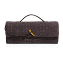 Retro Woven Baguette Handbag for Women Suede Texture PU Leather Shoulder Crossbody Bag Elegant Evening Clutch Coffee Brown - RnR Galore