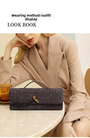 Retro Woven Baguette Handbag for Women Suede Texture PU Leather Shoulder Crossbody Bag Elegant Evening Clutch Coffee Brown - RnR Galore