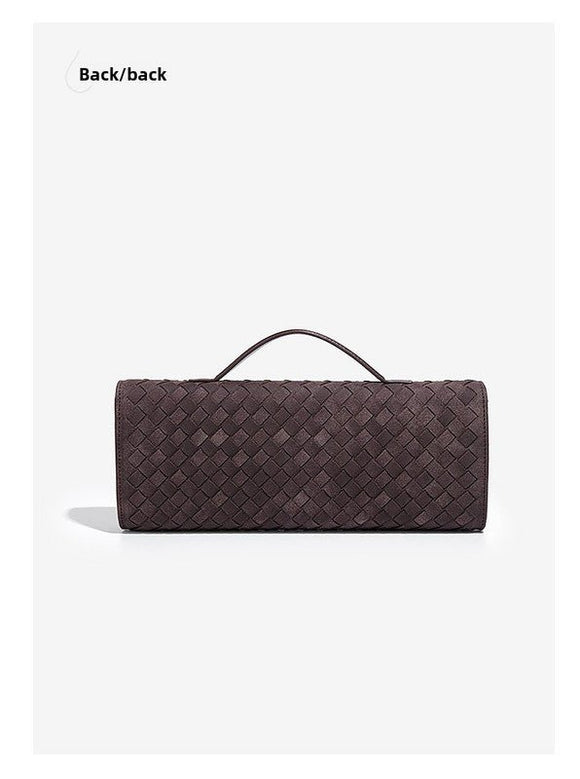 Retro Woven Baguette Handbag for Women Suede Texture PU Leather Shoulder Crossbody Bag Elegant Evening Clutch Khaki - RnR Galore