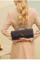 Retro Woven Baguette Handbag for Women Suede Texture PU Leather Shoulder Crossbody Bag Elegant Evening Clutch Warm gray - RnR Galore