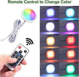 RGB Color Changing LED Under Cabinet Lighting Kit,Aluminum Slim Cabinet LED Puck Lights for Kitchen Counter Wardrobe Counter Furniture Shelf Ambiance Christmas Xmas Decoration Lighting (8) - RnR Galore