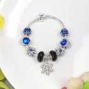 Rhinestone Blue Cat’s Eye Starry Glaze Beads Bracelet with Snowflake Pendant(17cm) - RnR Galore