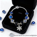 Rhinestone Blue Cat’s Eye Starry Glaze Beads Bracelet with Snowflake Pendant(20cm) - RnR Galore
