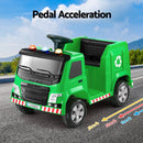 Rigo Kids Ride On Car Garbage Truck Police Light 12V Electric Toys Cars Green - RnR Galore
