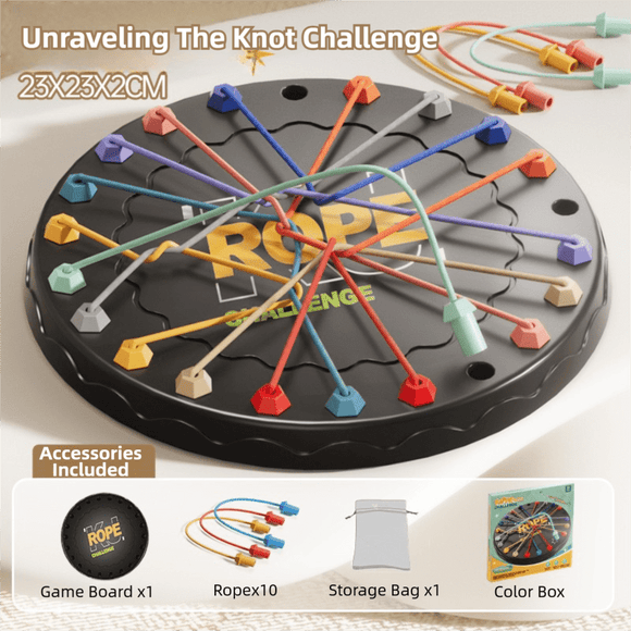 Rope Tangle Challenge Game (23x23CM) - Logic & Focus Educational Toy, Critical Thinking Puzzle for Kids & Family Interactive Fun - RnR Galore