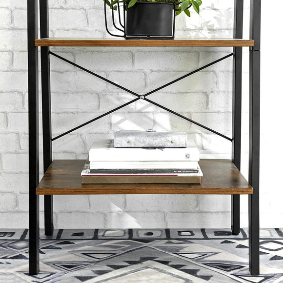 Rustic brown and black steel Metal Frame 4 Tier bookshelf - RnR Galore