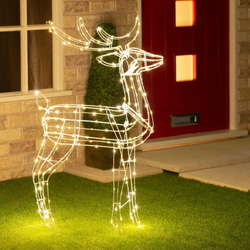 Samland Led Warm White Copper Wired 3d Standing Reindeer For Christmas Decoration - RnR Galore