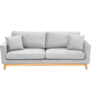 Sarantino 3 Seater Faux Velvet Sofa Bed Couch Furniture Light Grey - RnR Galore