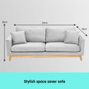 Sarantino 3 Seater Faux Velvet Sofa Bed Couch Furniture Light Grey - RnR Galore