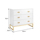 Sarantino Amara Chest of Drawers Tallboy Dresser in White/Gold - RnR Galore