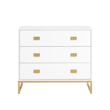 Sarantino Amara Chest of Drawers Tallboy Dresser in White/Gold - RnR Galore