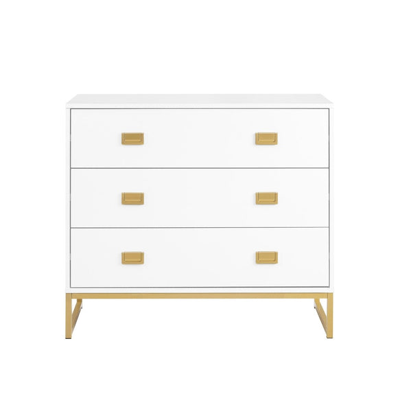Sarantino Amara Chest of Drawers Tallboy Dresser in White/Gold - RnR Galore
