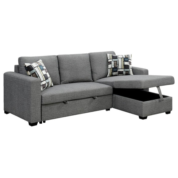 Sarantino Fontana Pullout Sofa Bed with Storage Chaise Lounge - Grey - RnR Galore