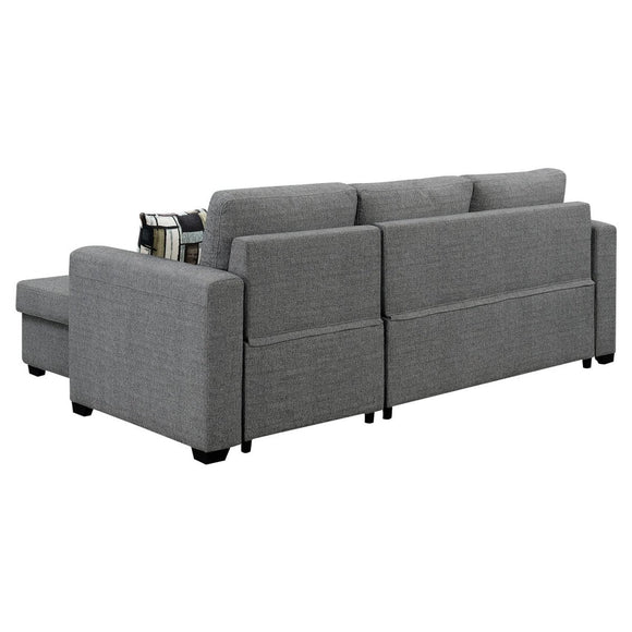 Sarantino Fontana Pullout Sofa Bed with Storage Chaise Lounge - Grey - RnR Galore