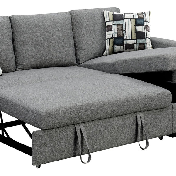 Sarantino Fontana Pullout Sofa Bed with Storage Chaise Lounge - Grey - RnR Galore