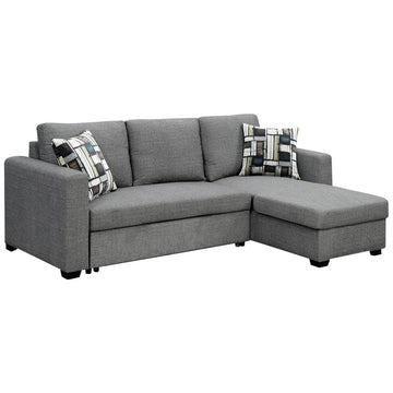 Sarantino Fontana Pullout Sofa Bed with Storage Chaise Lounge - Grey - RnR Galore