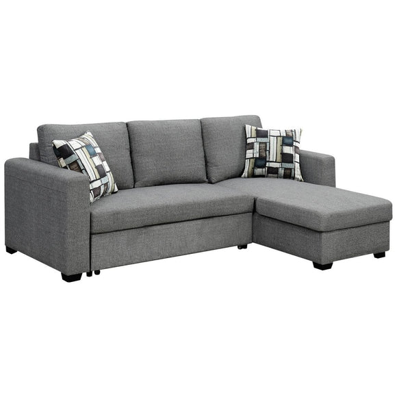Sarantino Fontana Pullout Sofa Bed with Storage Chaise Lounge - Grey - RnR Galore