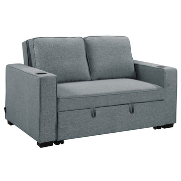 Sarantino Hoffman Linen Sofa Bed with Cushions & Cup Holders Airforce Blue - RnR Galore