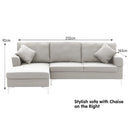 Sarantino Linen Corner Sofa Couch Lounge L - shape W/right Chaise Seat Light Grey - RnR Galore
