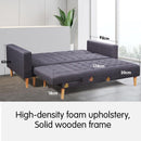 Sarantino Linen Fabric Corner Sofa Bed Couch Lounge With Chaise Furniture - Dark Grey - RnR Galore