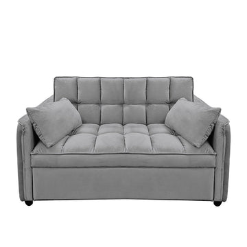 Sarantino Quincy 2 - Seater Velvet Sofa Bed in Dark Grey with Wooden Frame and Tufted Design - RnR Galore