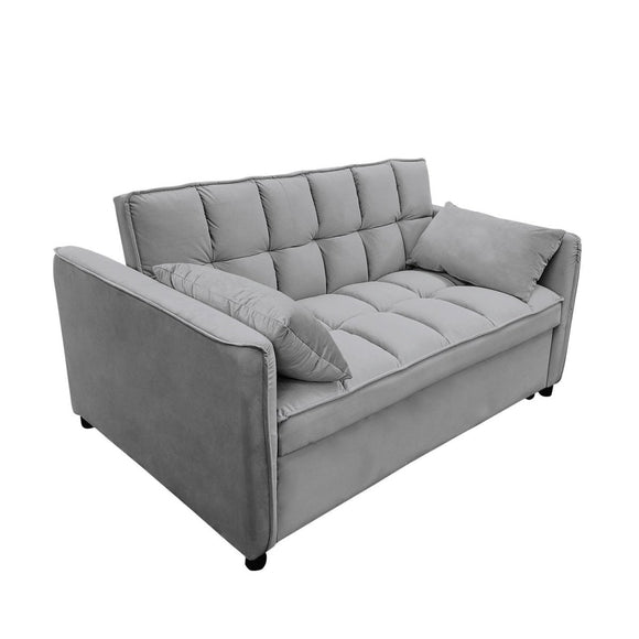 Sarantino Quincy 2 - Seater Velvet Sofa Bed in Dark Grey with Wooden Frame and Tufted Design - RnR Galore