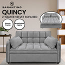 Sarantino Quincy 2 - Seater Velvet Sofa Bed in Dark Grey with Wooden Frame and Tufted Design - RnR Galore