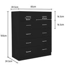 Sarantino Tallboy Dresser 6 Chest Of Drawers Table Cabinet Bedroom Storage Black - RnR Galore