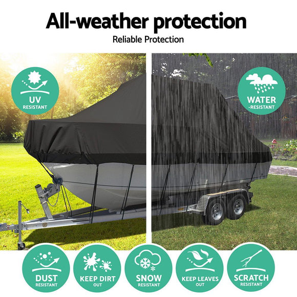Seamanship Boat Cover 25 - 27ft Trailerable Jumbo Marine 600D Heavy Duty Black - RnR Galore