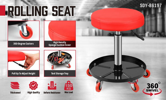 SEDY 150kg Load Pneumatic Roller Seat Mechanic Rolling Stool With Tool Tray AU - RnR Galore