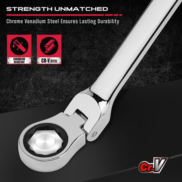 SEDY 6Pcs Extra Long Flex - Head Ratchet Spanner Set Double Box End Spanner 8 - 19mm - RnR Galore