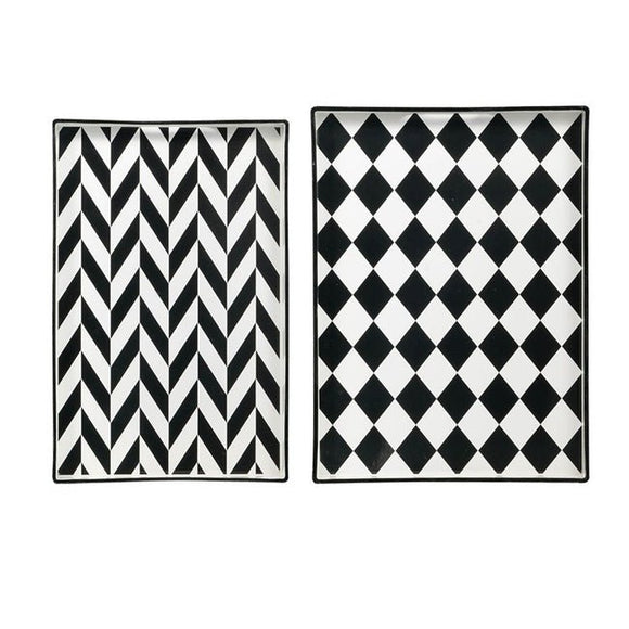 Set 2 Patterned Rectangular Trays 48cm - RnR Galore