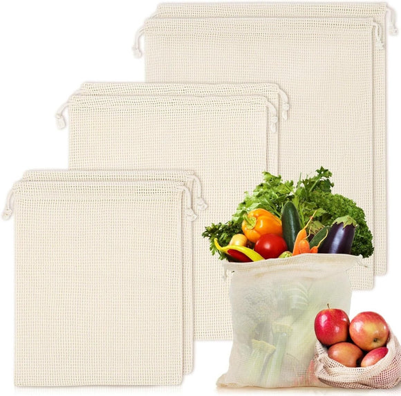 Set of 10 ECOCLAND Reusable Mesh Produce Bags Fruit Grocery Storage Washable Eco Bag - RnR Galore