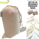Set of 10 ECOCLAND Reusable Mesh Produce Bags Fruit Grocery Storage Washable Eco Bag - RnR Galore