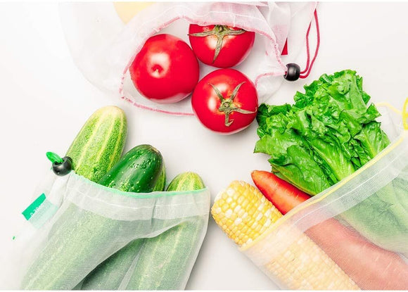 Set of 10 ECOCLAND Reusable Mesh Produce Bags Fruit Grocery Storage Washable Eco Bag - RnR Galore