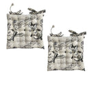 Set of 2 Cotton Cover Chair Pads 40 x 40 cm French Vintage Lettering - RnR Galore